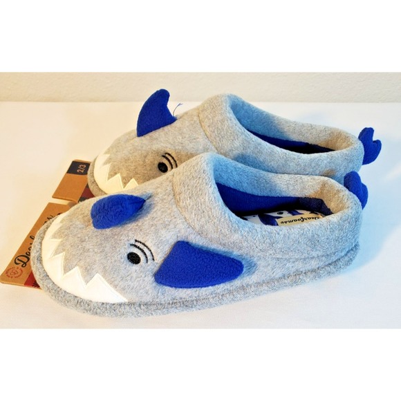 Dearfoams Memory Foam Youth Shark‎ Slippers Size 2/3 Light Heather Grey NWT - Picture 4 of 6